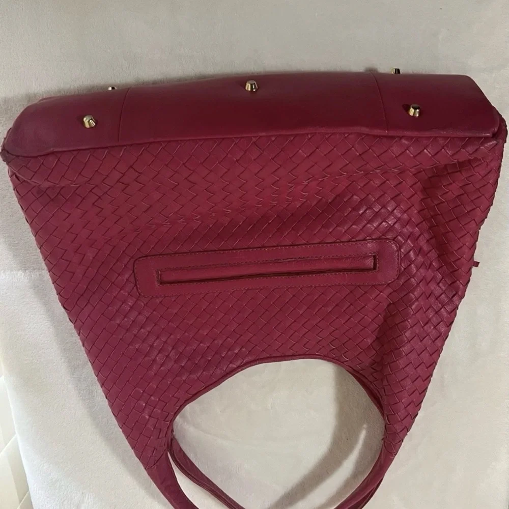 🩷 LALO LARGE Pink HAND Woven NAPA LEATHER HANDBAG / Vintage🩷